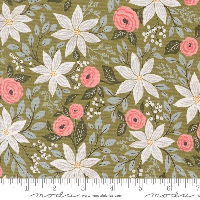 Berry and Pine 10" Layer Cake, Moda 5240LC, 10" Precut Red Green Gray Floral Christmas Fabric Squares, Lella Boutique