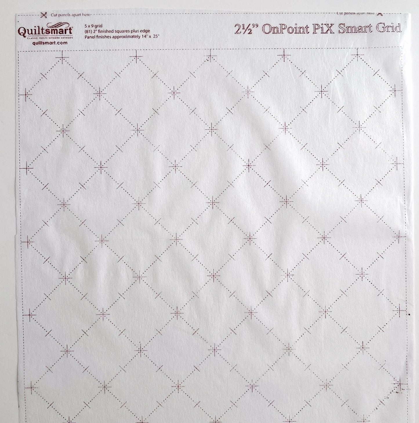 2.5" ON POINT Pix Smart Grid Interfacing Refill Panel, Quiltsmart QS 65064, Pre-Printed Fusible Interfacing, Watercolor Pixel Quilting Grid