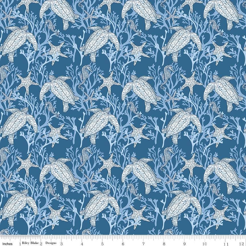 Ocean Oasis 18 Fat Quarter Bundle, Riley Blake FQ-15990-18, Precut 18 x 22 Beach Coastal Sea Turtles Fabric, Diane Labombarbe