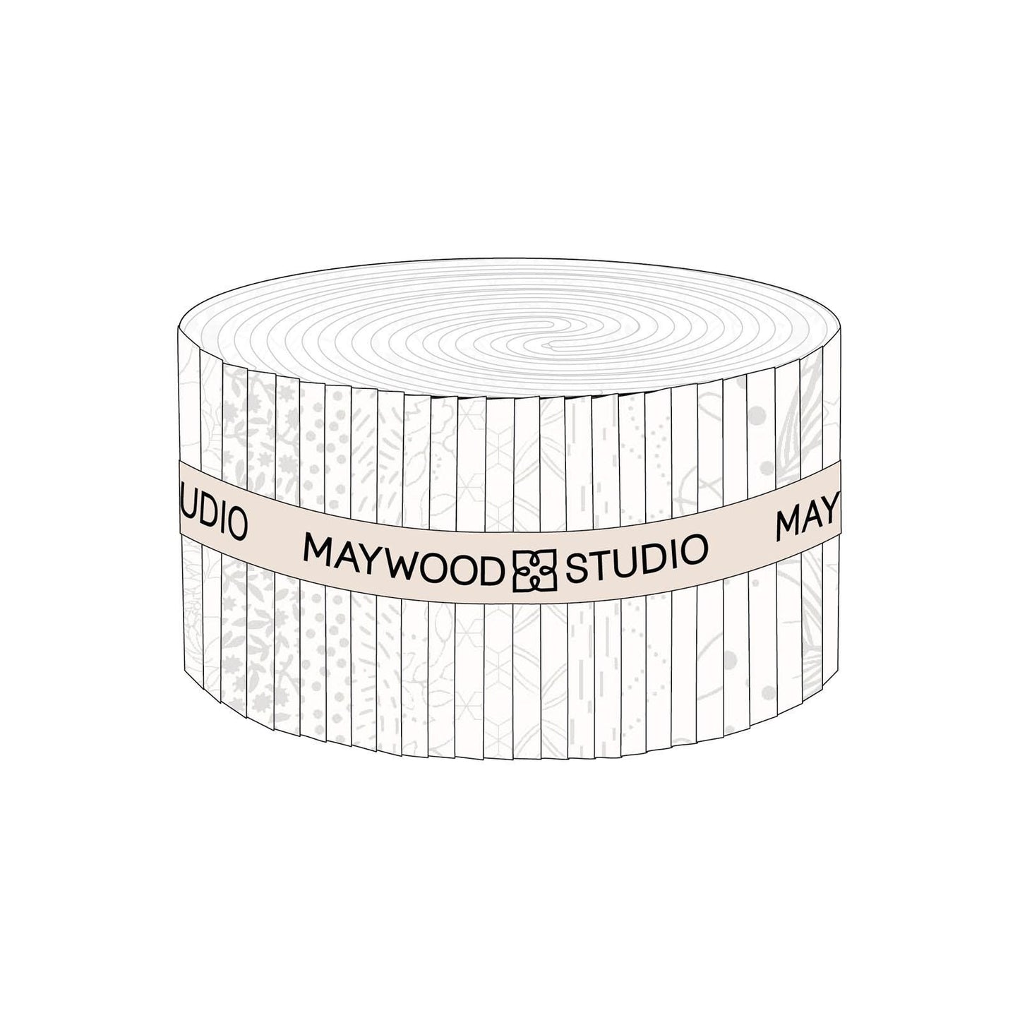Solitaire Soft White 2.5" Strip Roll, Maywood Studio ST-MASSOLT-SW, 2.5" Precut White on White Neutral Quilt Fabric Strips