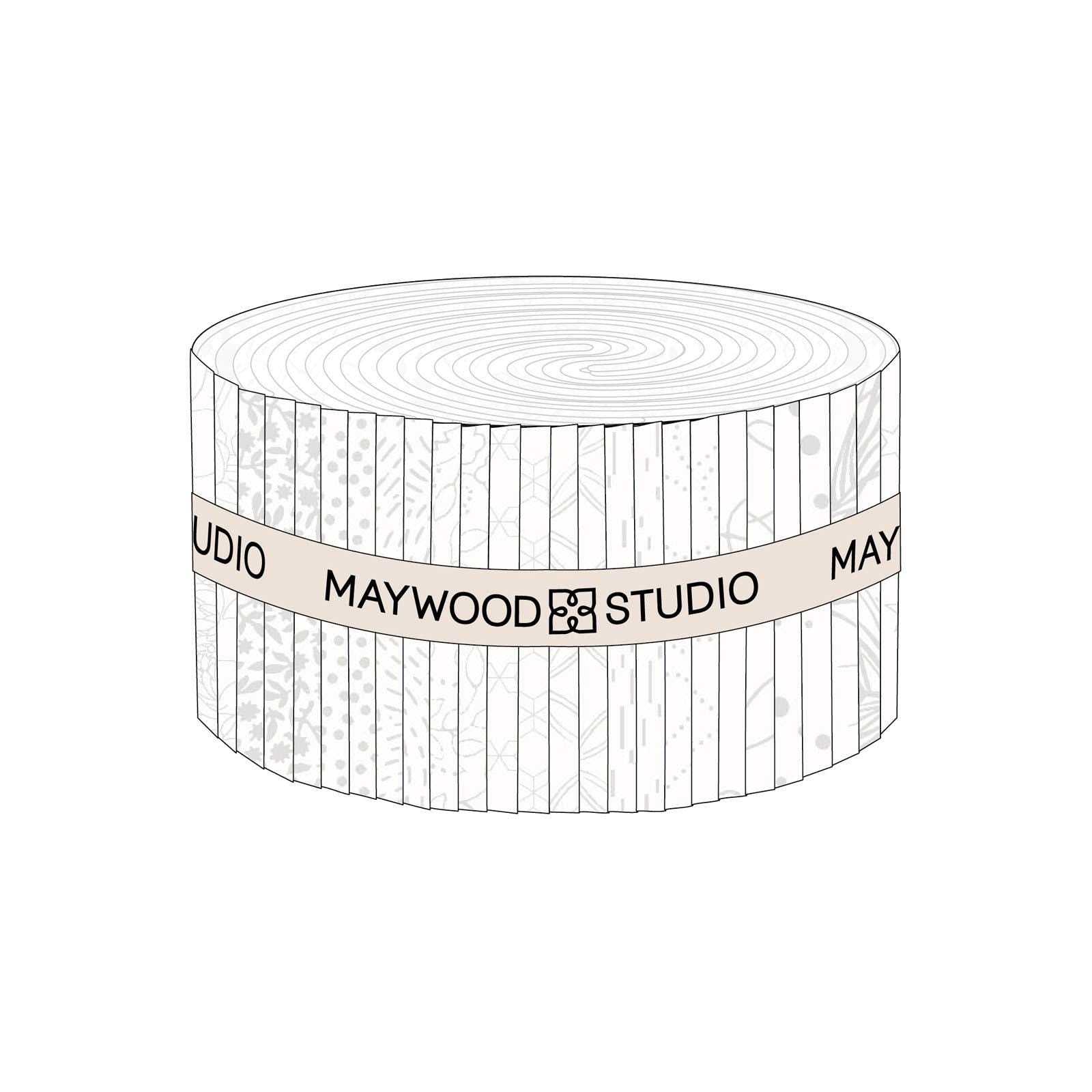 Solitaire Soft White 2.5" Strip Roll, Maywood Studio ST-MASSOLT-SW, 2.5" Precut White on White Neutral Quilt Fabric Strips