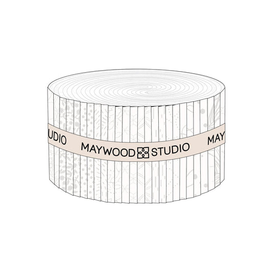 Solitaire Soft White 2.5" Strip Roll, Maywood Studio ST-MASSOLT-SW, 2.5" Precut White on White Neutral Quilt Fabric Strips