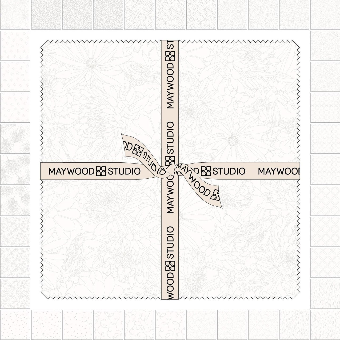 Solitaire Soft White 10" Squares, Maywood Studio SQ-MASSOLT-SW, 10" Precut White on White Neutral Quilt Fabric Squares