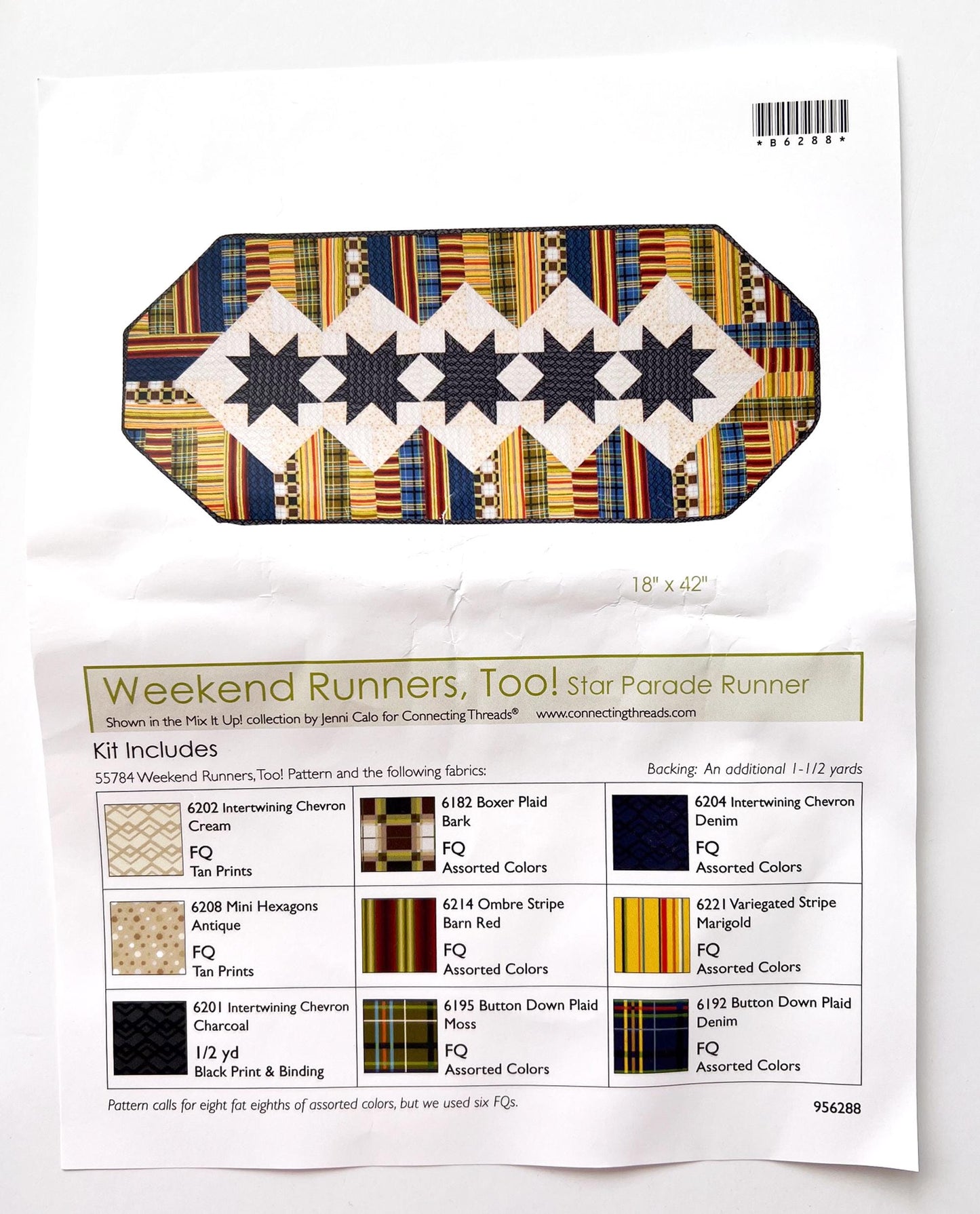 DESTASH Weekend Runners Too Table Runner Kit, Connecting Threads, Stars Table Runner Topper Quilt Kit, Deanne Eisenman