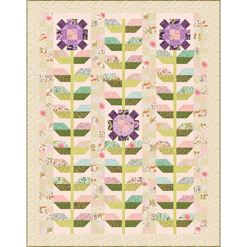 Maisy Daisies Quilt Pattern, Moda MOD140, 2.5" Precut Jelly Roll Strips Friendly Daisy Flower Lap Throw Quilt Pattern