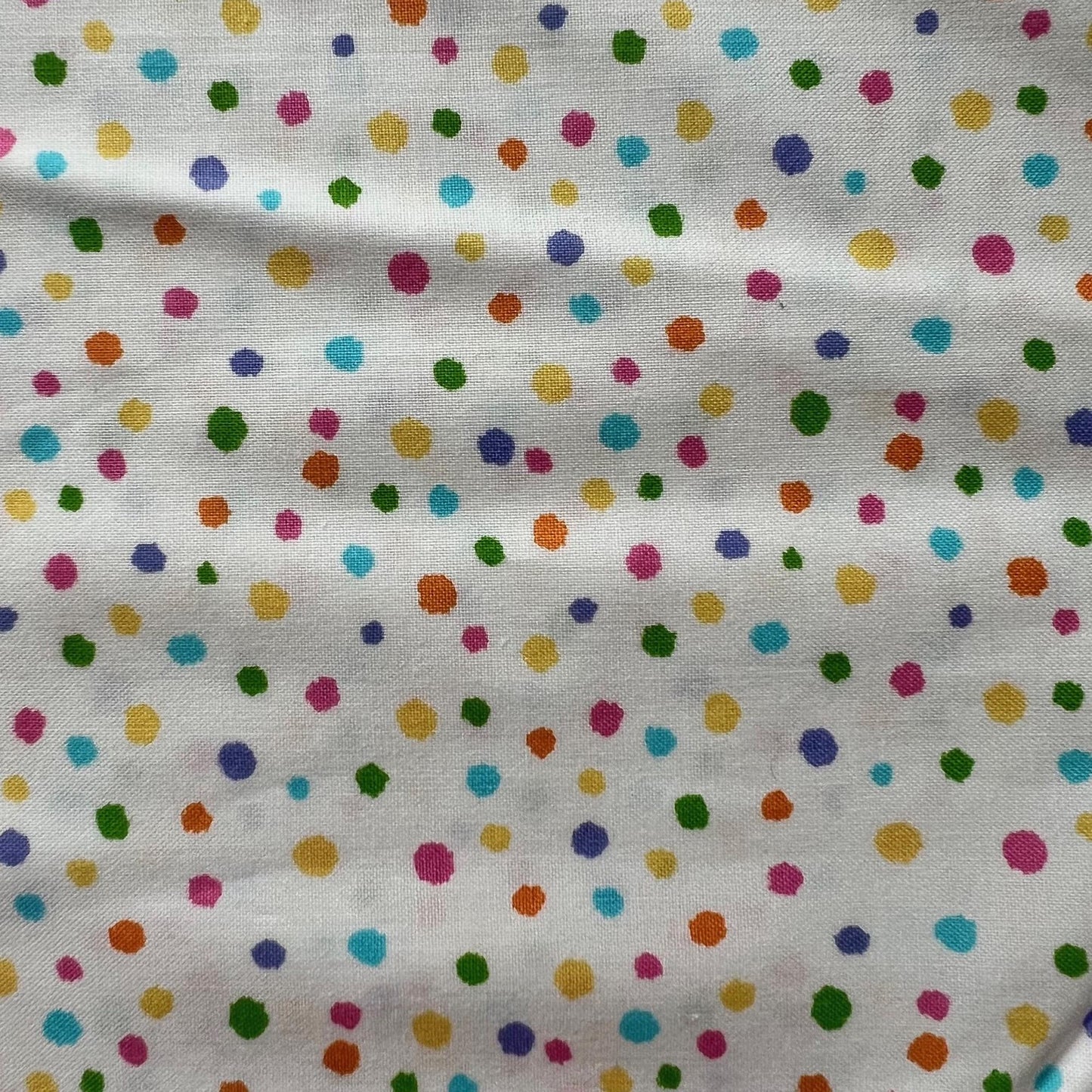 DESTASH Hippity Hop - 1 Yard Cut of Multicolored Dots on White Fabric, Henry Glass & Co, Cute Easter Fabric, Shelly Comiskey