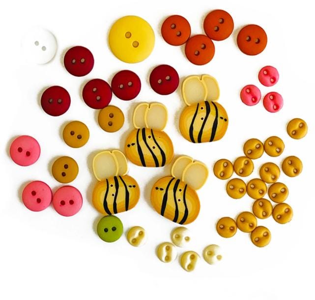 On Wander Lane - Honeybee Hollow Button Pack, Art to Heart 10625, Specialty Buttons Nancy Halvorsen, Just Another Button Company