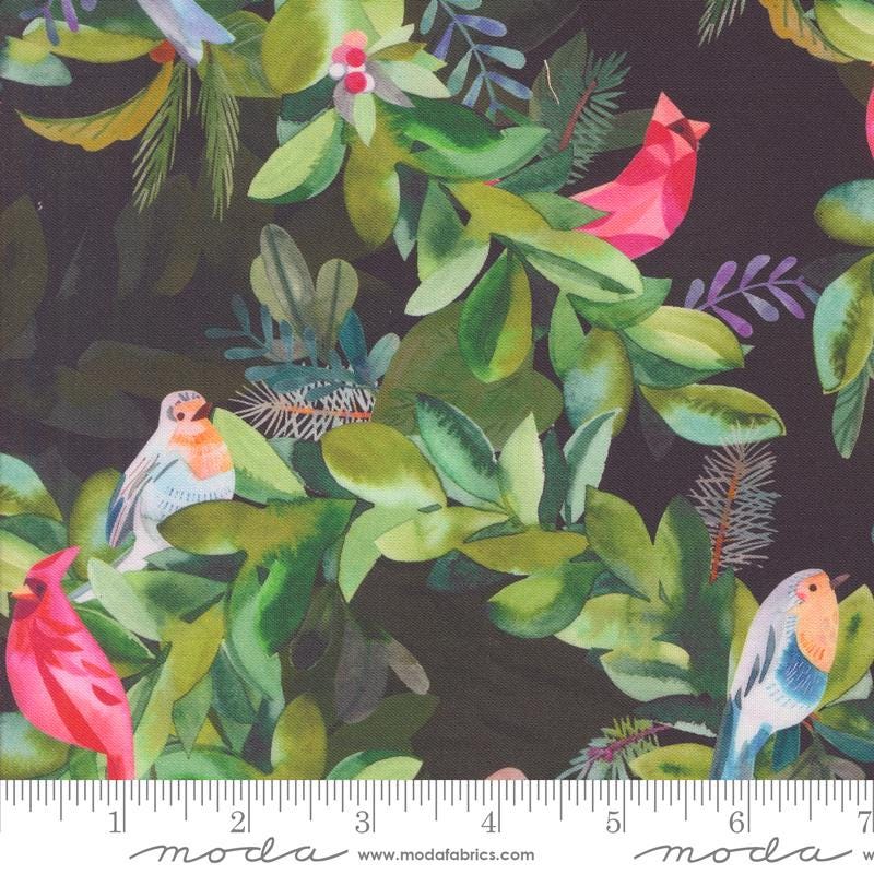 Love and Cheer Layer Cake, Moda 21830LC, 10" Precut Modern Christmas Xmas Floral Bird Cardinals Quilting Fabric Squares, Amarilys Henderson