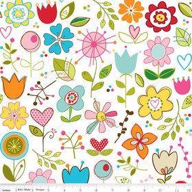 DESTASH Sunny Happy Skies 22 Fat Quarter Bundle, Riley Blake FQ-SHS-22, Precut 18 x 22 Whimsical Floral Fabric in Pink Blue Yellow Green