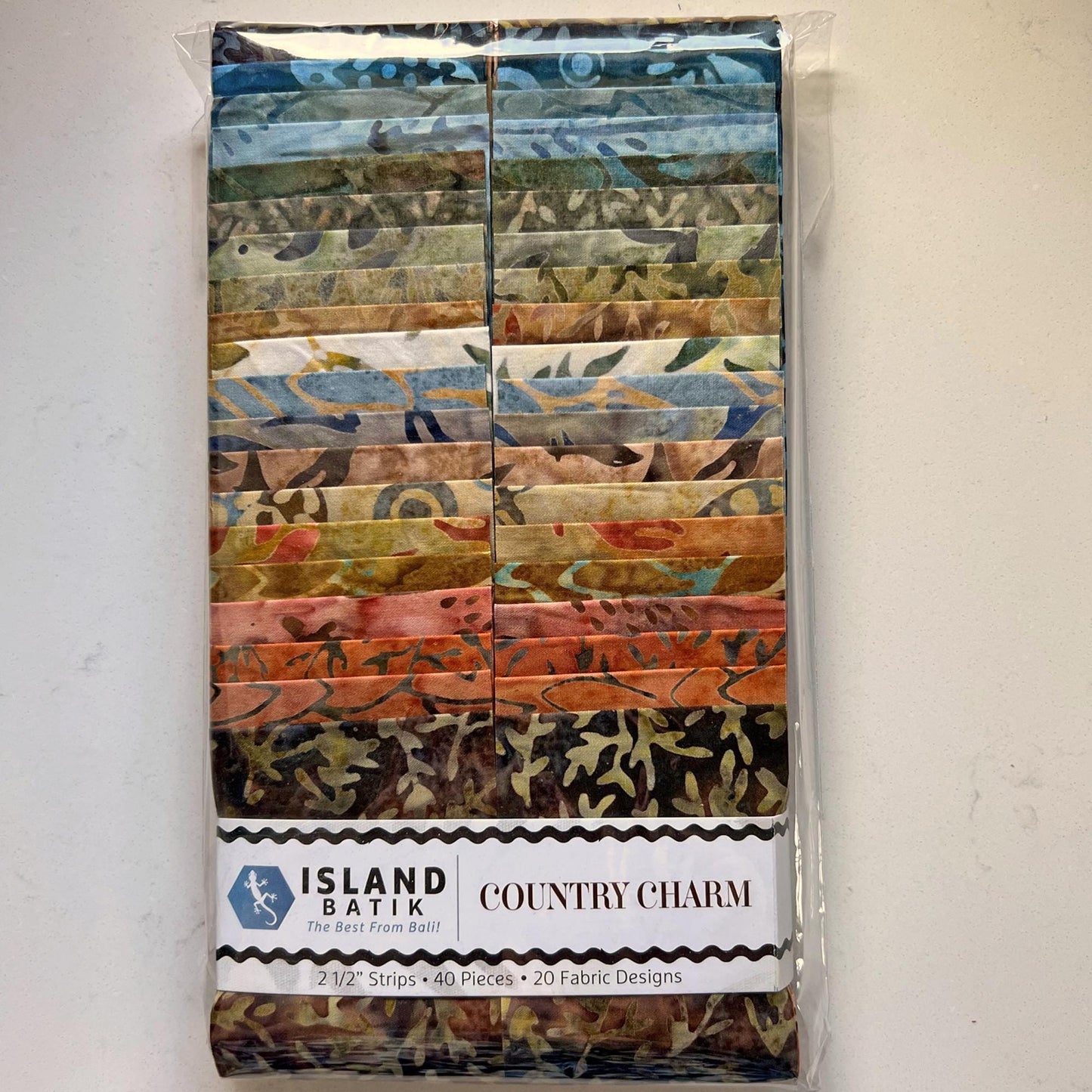 Country Charm Strip Pack, Island Batik, 2.5" Precut Rust Blue Brown Batik Jelly Roll Fabric Strips