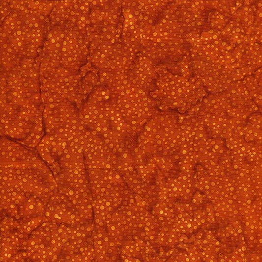 Batik Basics - Bubbles Copper Rust Batik Fabric, Island Batik BE32-F3 Copper, Spotted Rust Dots Batik Blender Fabric, By the Yard