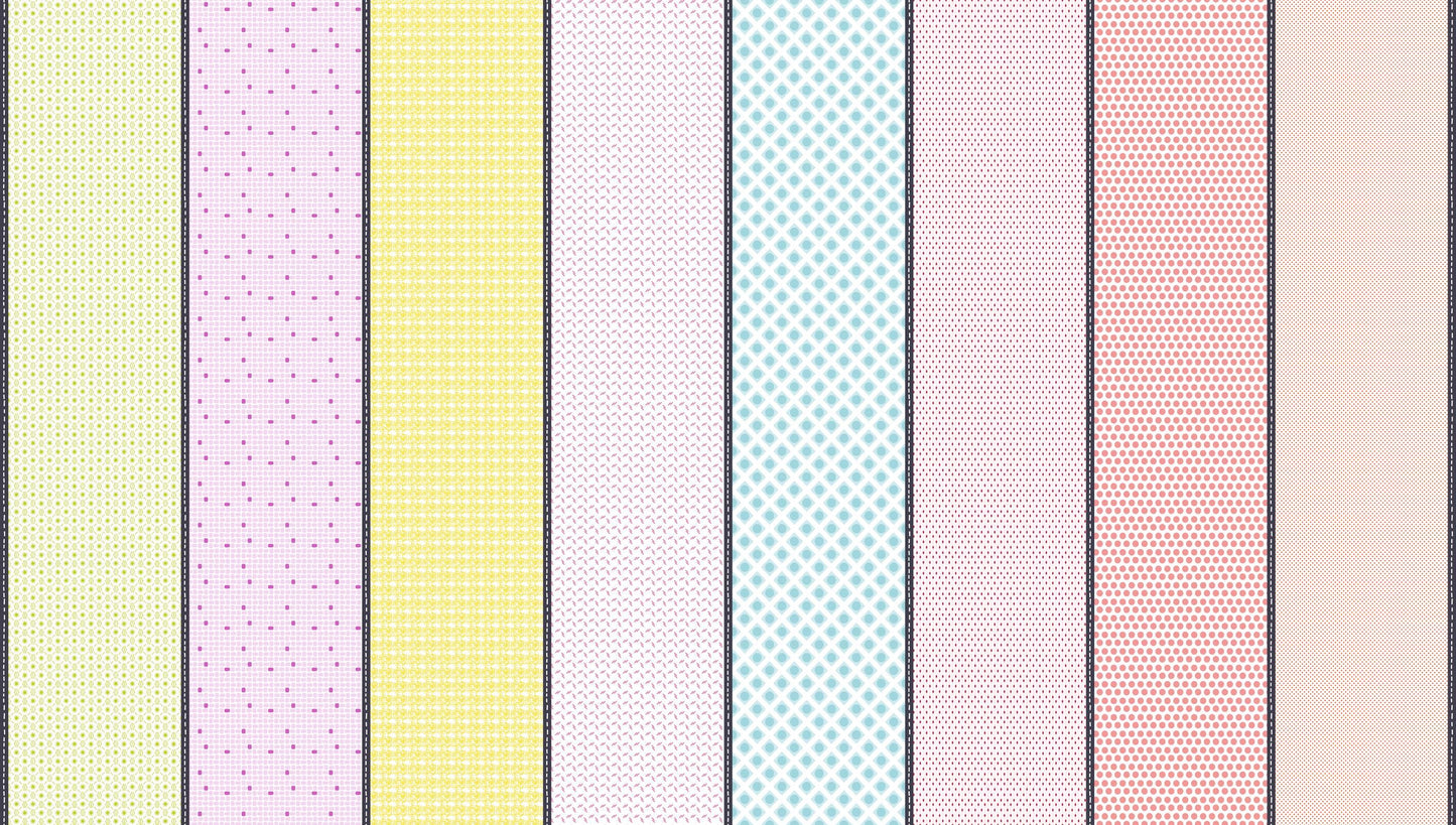 Mixed Bag of Lollies Dessert Roll, Moda 18240DR, 5" Precut Pink Orange Yellow Green Blue Low Volume Quilting Fabric Strips, Jen Kingwell