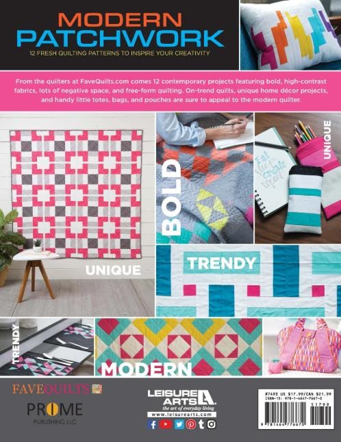 Modern Patchwork Quilt Pattern Book, Liesure Arts LA7493, 12 Contemporary Quilt Design Projects Patterns