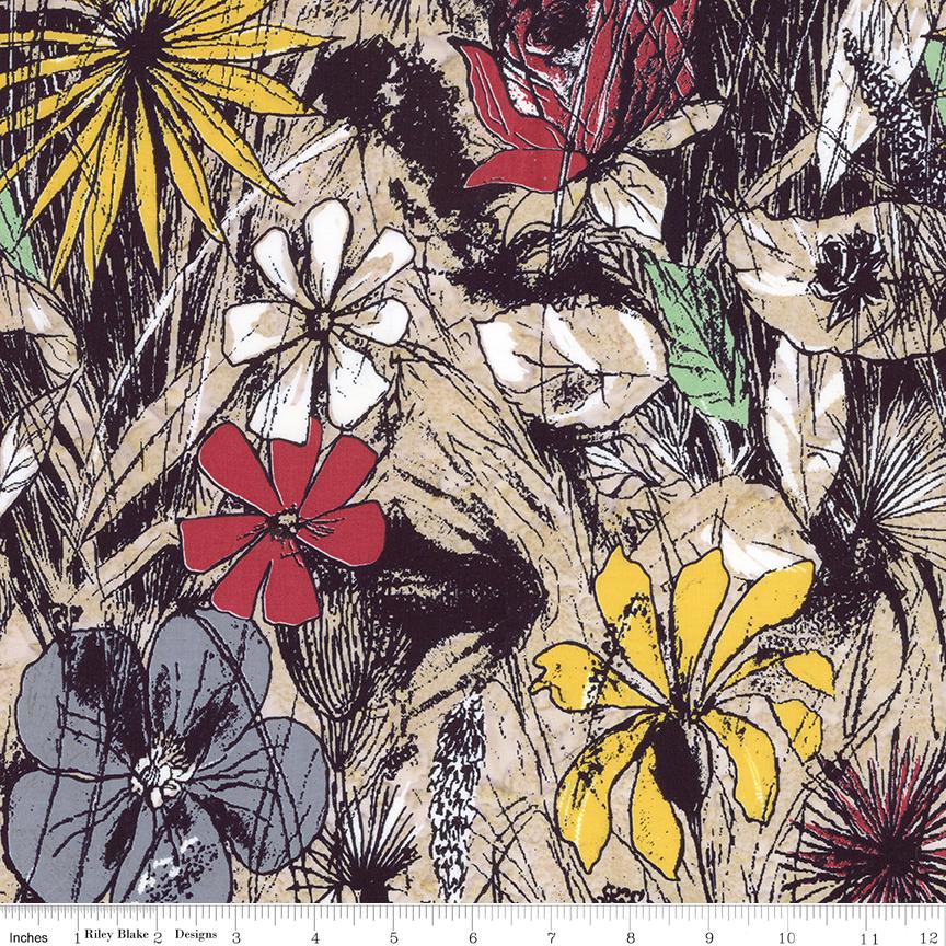 Expressions Batiks - Floral Reflections 10" Stacker, Riley Blake 10-23186-42, 10" Precut Autumn Fall Flowers Leaves Batik Fabric Squares