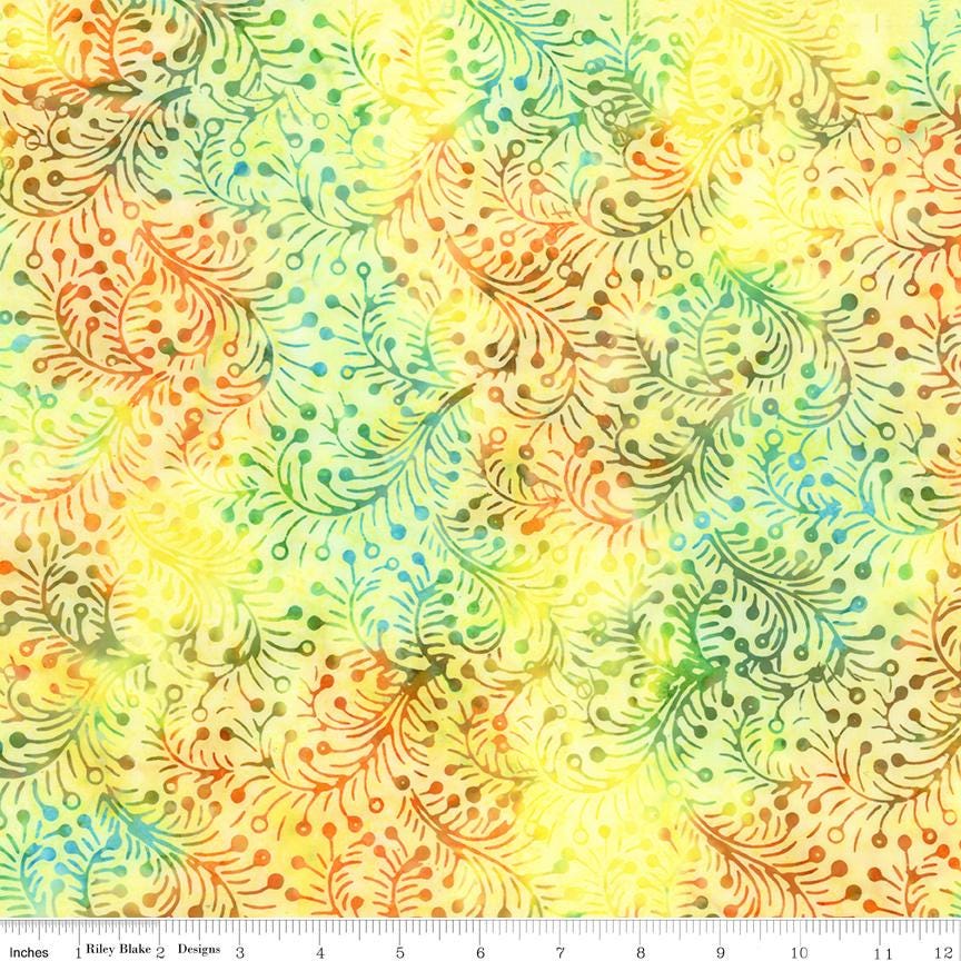 Expressions Batiks Geometric Splash Rolie Polie, Riley Blake RP-23205-40, 2.5" Precut Yellow Green Blue Red Batik Fabric Strips