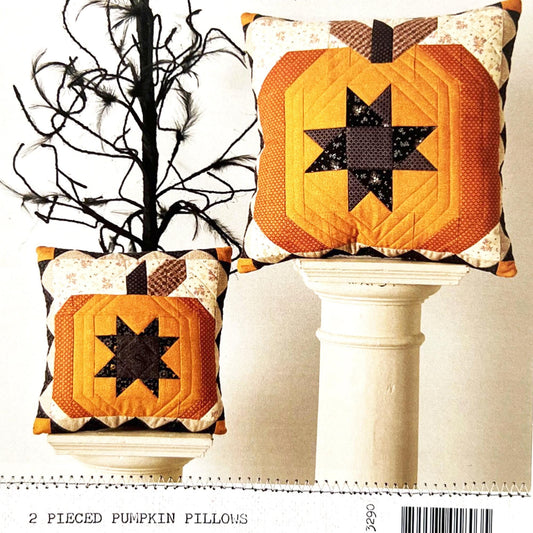 2 Pieced Pumpkin Pillows Pattern, Buttermilk Basin BMB3290, Star on Pumpkin Throw Pillw Pattern, Seasonal Patterns for Yardage