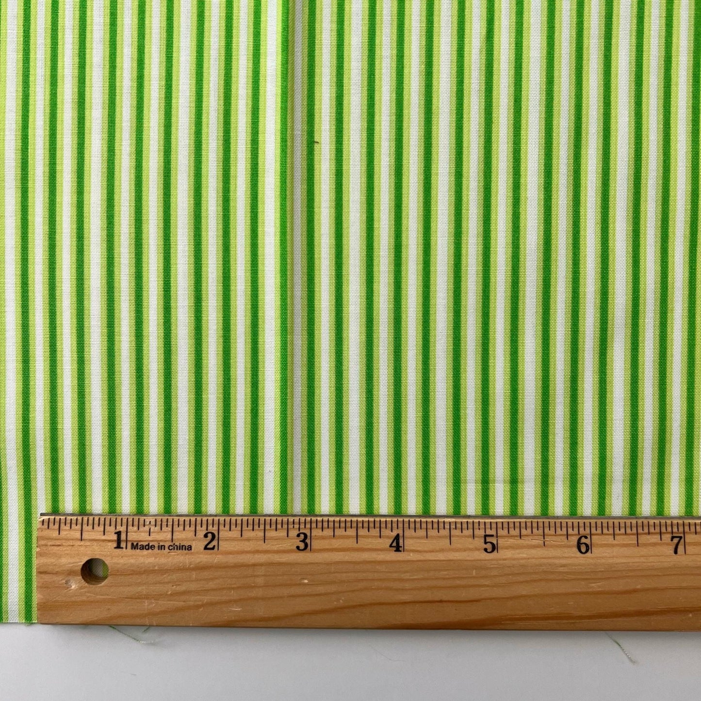REMNANT 19" of Good Morning - Green White Striped Fabric, Moda 22185-12 22184-12 Get Up Green, Me and My Sister, By the Yard