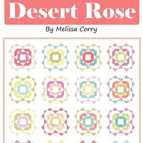 Desert Rose Quilt Pattern, Happy Quilting HQ122, Fat Quarter FQ Friendly Baby Lap Picnic Twin Queen Square Bed Quilt Pattern