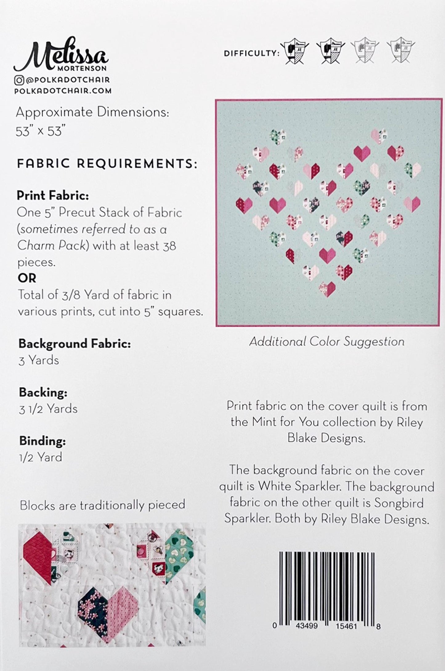 Heart of Hearts Quilt Pattern, Melissa Mortenson PDC4618, 5" Charm Squares Friendly Hearts in a Heart Throw Quilt Pattern