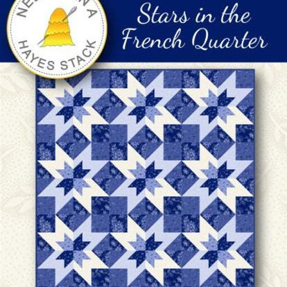 Stars in the French Quarter Quilt Pattern, Needle Hayes Stack NH2329, Yardage Friendly Star in a Star Throw Quilt Pattern, Tiffany Hayes