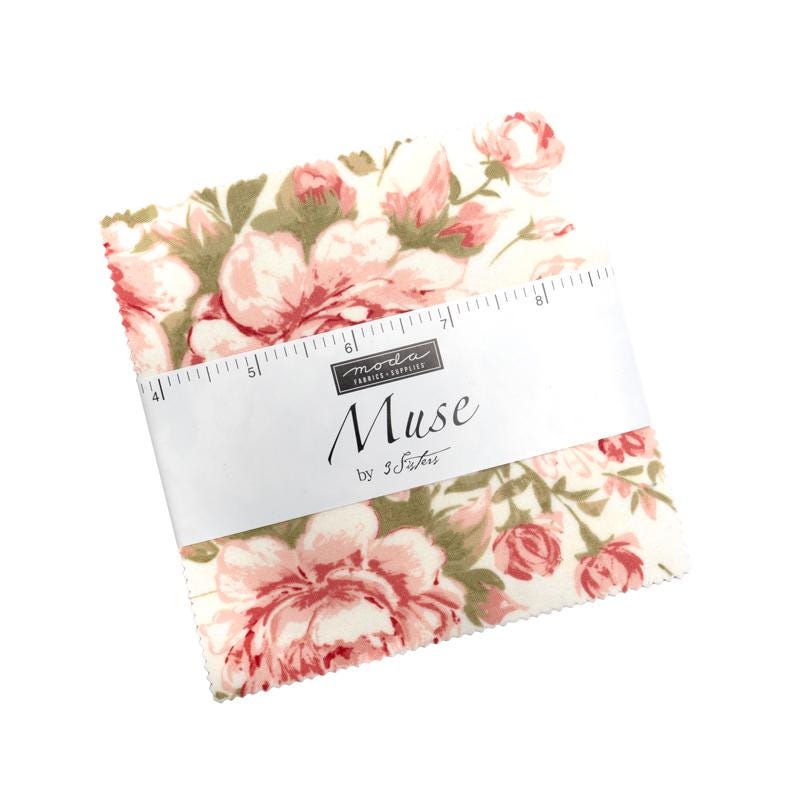 Muse 5" Charm Pack, Moda 44390PP, Neutral Beige Cream Floral 5" Precut Fabric Charm Squares, 3 Sisters