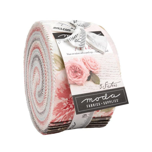 Muse 2.5" Jelly Roll, Moda 44390JR, 2.5" Precut Blue Pink Gray Red Cream Floral Fabric Strips, Jelly Roll Fabric, 3 Sisters