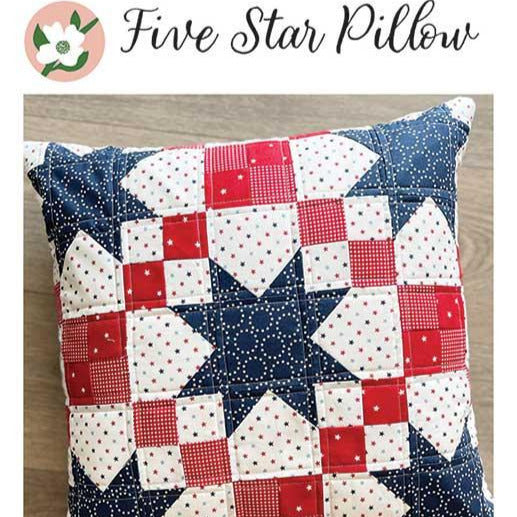 Five Star Pillow Quilt Pattern, Branch and Blume BNB2315, Patriotic Stars Chain Square Pillow Cover Pattern, Chrissy Lux