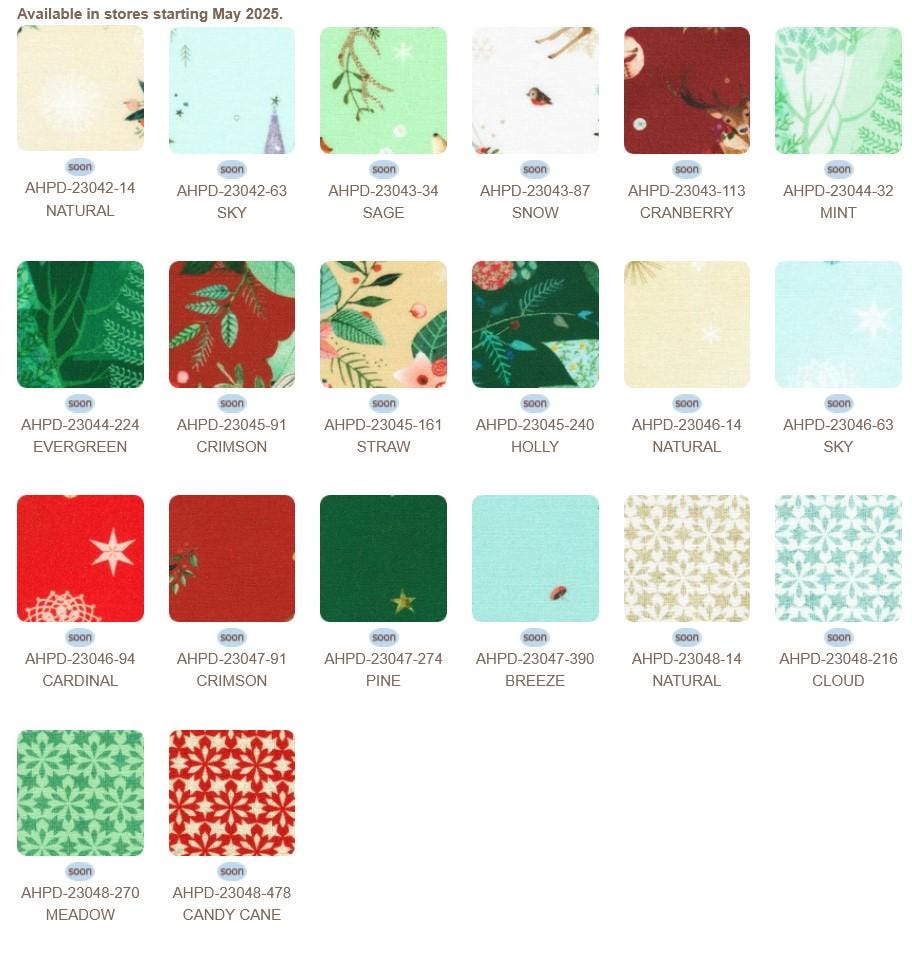 Festive Fauna 5" Charm Squares, Robert Kaufman CHS-1299-42, 5" Precut Christmas Animals Floral Fabric Squares