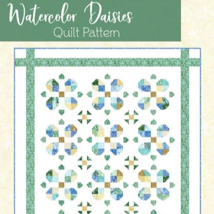 Watercolor Daisies Quilt Pattern, Flamingo Toes FT8610, 10" Square Layer Cake Friendly Flower Throw Quilt Pattern, Beverly McCullough
