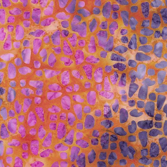 Breezy Strip Pack, Island Batik, 2.5" Precut Orange Green Purple Batik Jelly Roll Fabric Strips