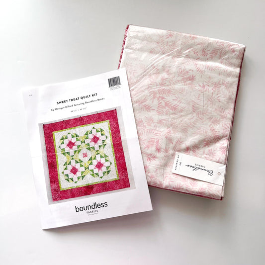 DESTASH Sweet Treat Quilt Kit, Craftsy Boundless Fabrics CRFTY00409623, Pink Green Star Lap Throw Quilt Kit, Monique Dillard