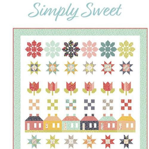 Simply Sweet Quilt Pattern, Chelsi Stratton Designs CSD170, 36 Fat Eighths F8 Friendly Spring Sampler Row Tulips Stars House Quilt Pattern