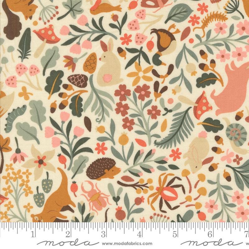Acorn Hollow 5" Charm Pack, Moda 30760PP, Modern Autumn Fall Floral Charm Pack Fabric, BasicGrey