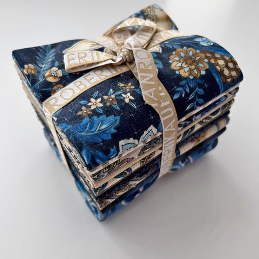 DESTASH Marquis Indigo Colorway Complete Table Runner Kit, Robert Kaufman FQ-748-10, Blue Brown Beige Table Runner Topper Quilt Kit