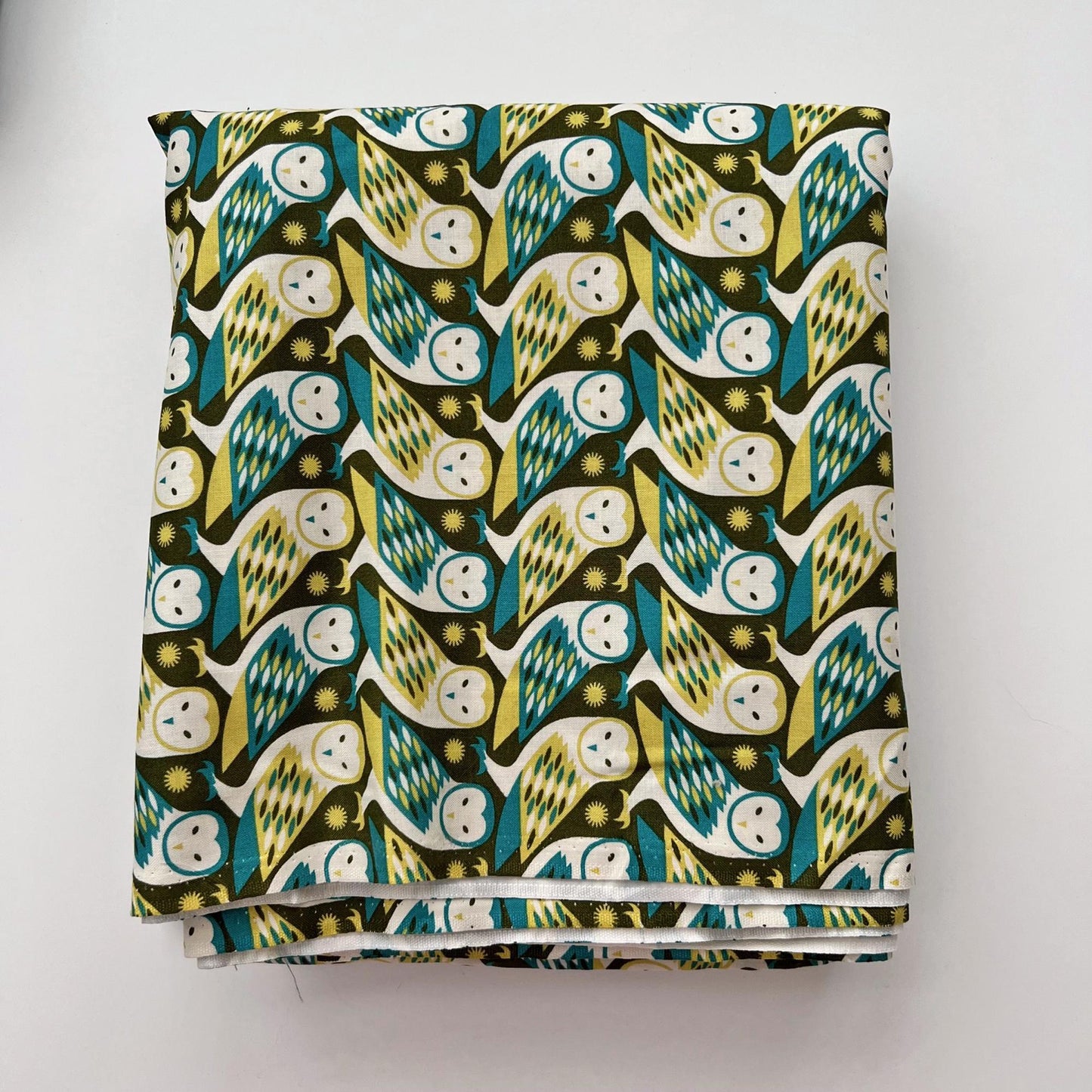 DESTASH Triple Barnstar Complete Quilt Kit, Free Spirit Birch Farm OOP, Teal Green Brown White Owls Floral Throw Quilt Kit, Joel Dewberry