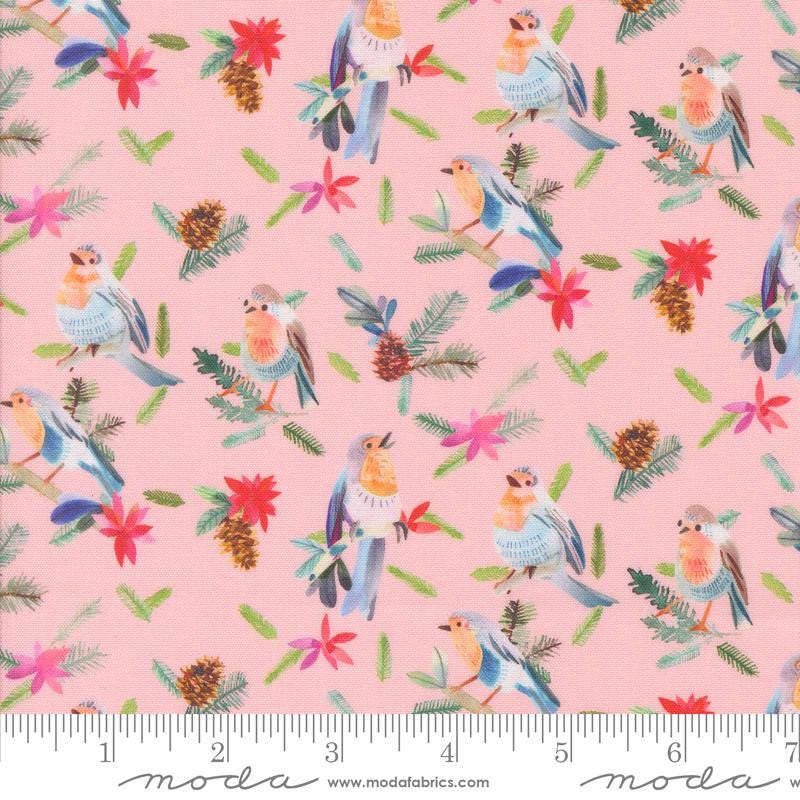 Love and Cheer Layer Cake, Moda 21830LC, 10" Precut Modern Christmas Xmas Floral Bird Cardinals Quilting Fabric Squares, Amarilys Henderson