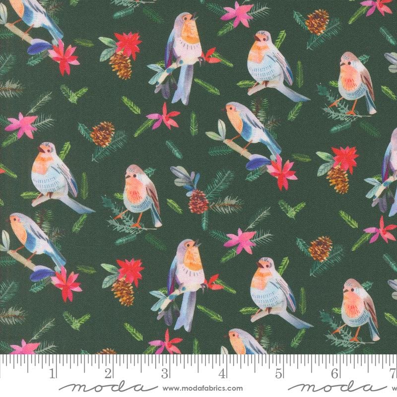 Love and Cheer Layer Cake, Moda 21830LC, 10" Precut Modern Christmas Xmas Floral Bird Cardinals Quilting Fabric Squares, Amarilys Henderson