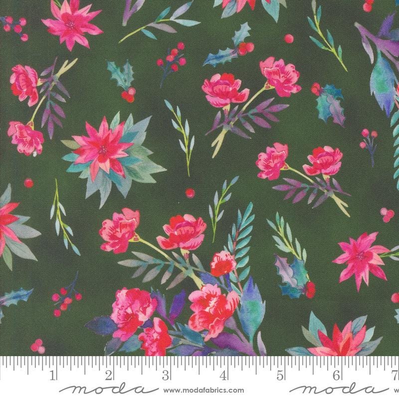 Love and Cheer Layer Cake, Moda 21830LC, 10" Precut Modern Christmas Xmas Floral Bird Cardinals Quilting Fabric Squares, Amarilys Henderson