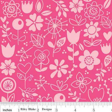 DESTASH Sunny Happy Skies 22 Fat Quarter Bundle, Riley Blake FQ-SHS-22, Precut 18 x 22 Whimsical Floral Fabric in Pink Blue Yellow Green
