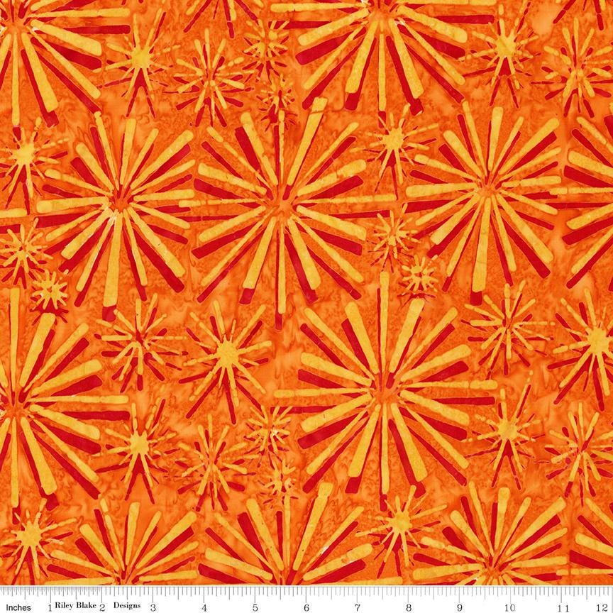 Expressions Batiks - Retro Revival 5" Stacker, Riley Blake 5-23276-42, 5" Precut Mid Century Modern Teal Orange Green Batik Fabric Squares