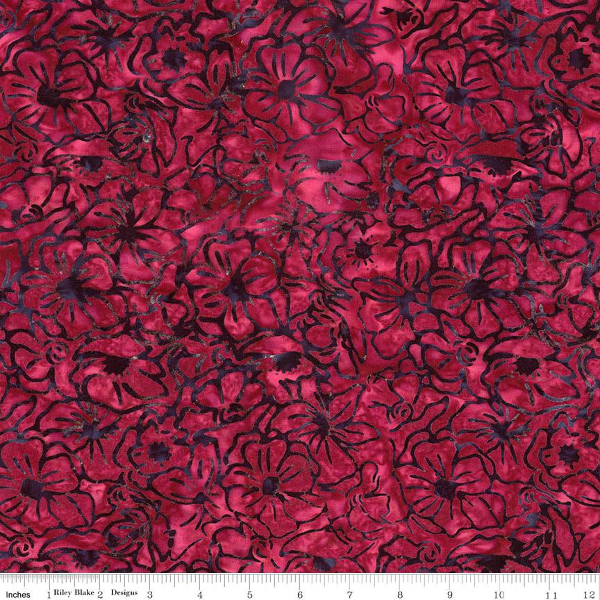 Expressions Batiks - Floral Reflections 10" Stacker, Riley Blake 10-23186-42, 10" Precut Autumn Fall Flowers Leaves Batik Fabric Squares