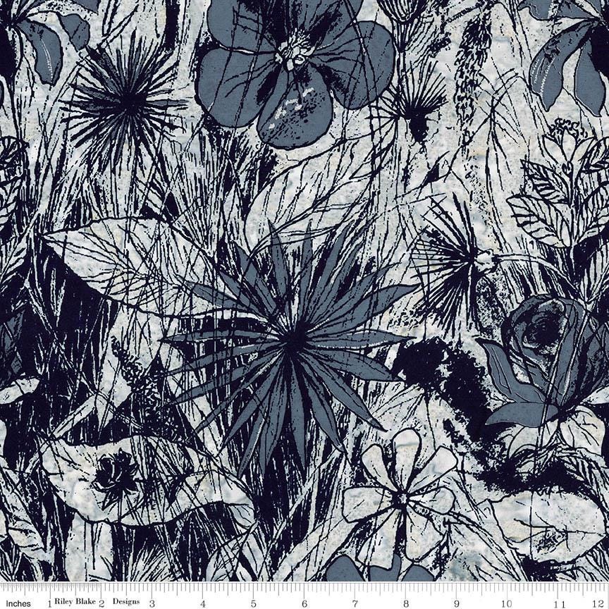 Expressions Batiks - Floral Reflections 5" Stacker, Riley Blake 5-23186-42, 5" Precut Flowers Leaves Batik Fabric Squares