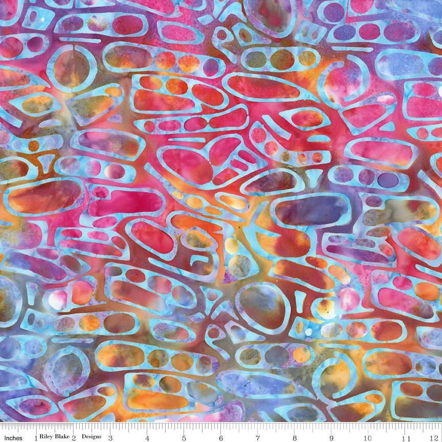 Expressions Batiks - Geometric Splash 5" Stacker, Riley Blake 5-23205-42, 5" Precut Rainbow Colors Batik Fabric Squares