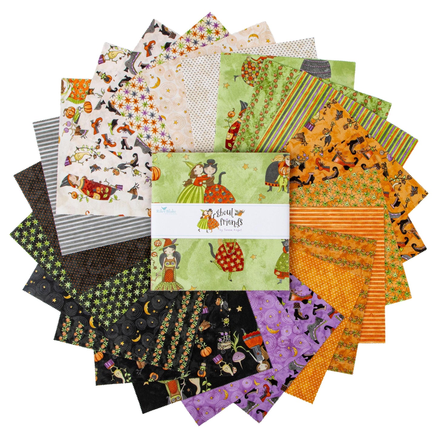 Ghoul Friends 10" Stacker, Riley Blake 10-16050-42, 10" Precut Halloween Charm Pack Fabric Squares, Teresa Kogut