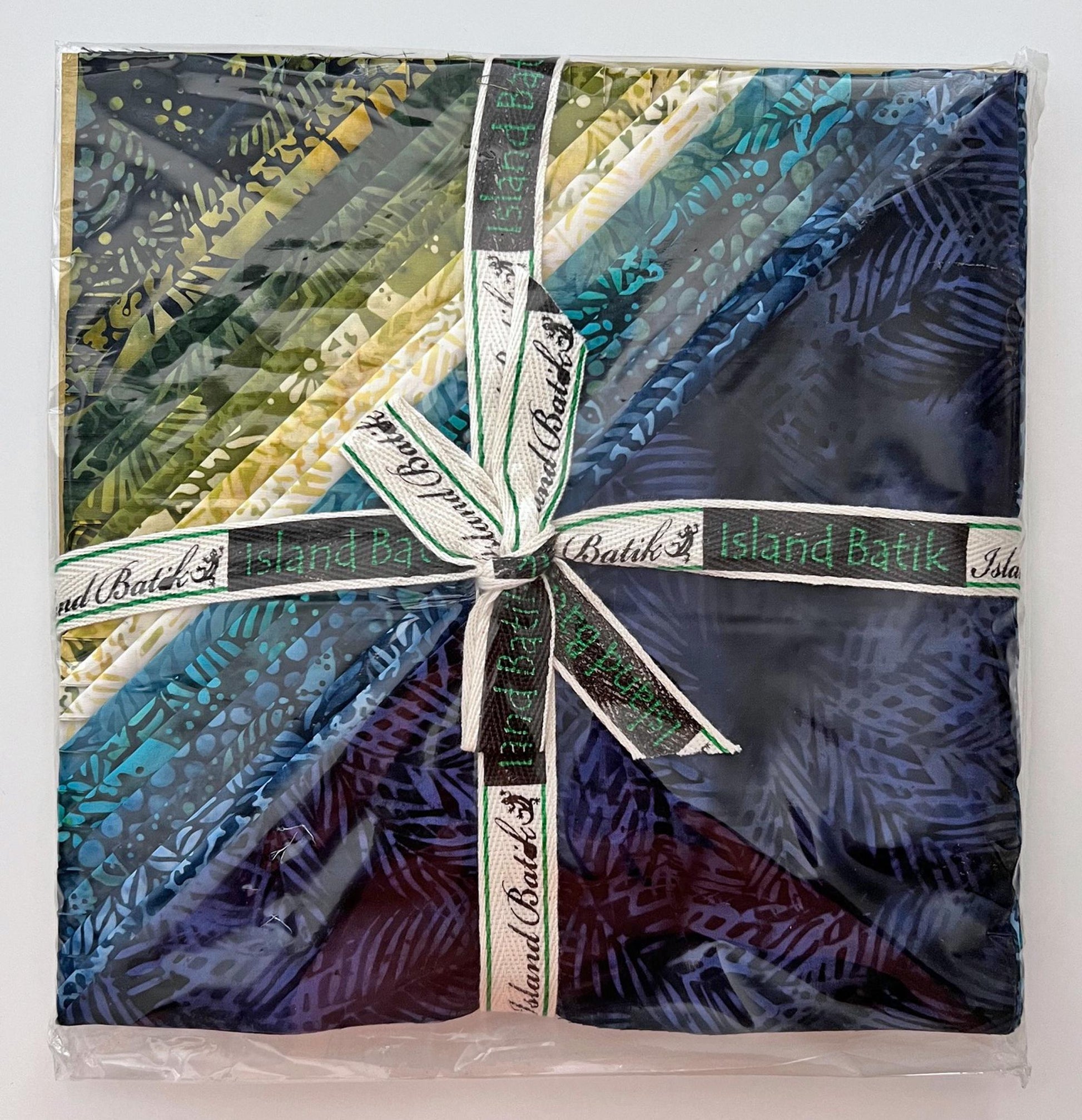 Turtle Cove Stack, Island Batik, 10" Precut Blue Green Coastal Batik Layer Cake Fabric Squares