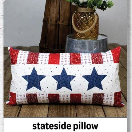 Stateside Pillow Cover Quilt Pattern, Studio M Squared SMSS004, F8 Yardage Friendly Patriotic Stars Stripes Rectangular Pillow Cover Pattern