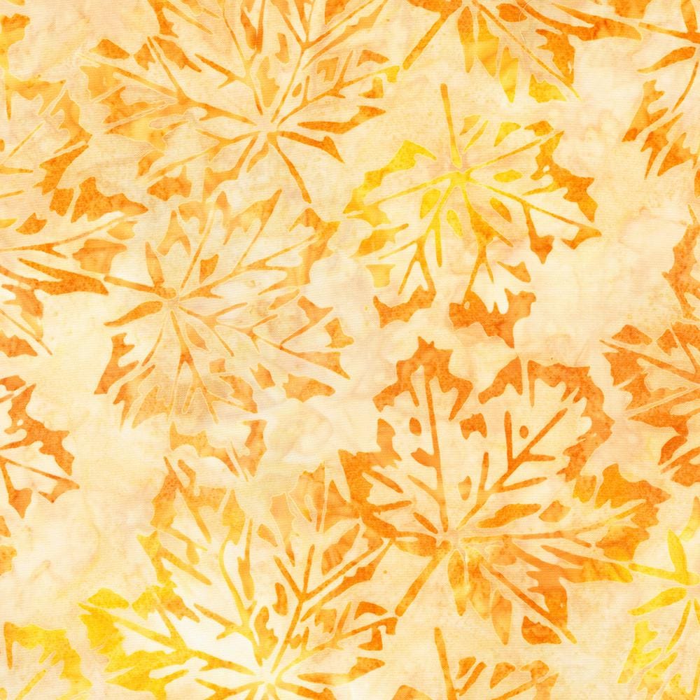 Artisan Batiks Fall Splendor - Brown Yellow Leaves Batik Fabric, Robert Kaufman AMD-22955-142 Amber, Autumn Fall Batik Fabric, By the Yard
