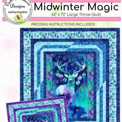 Midwinter Magic Panel Frame Quilt Pattern, Cathey Marie Designs CMD316 PTN3499, Fabric Panel Friendly Throw Quilt Pattern