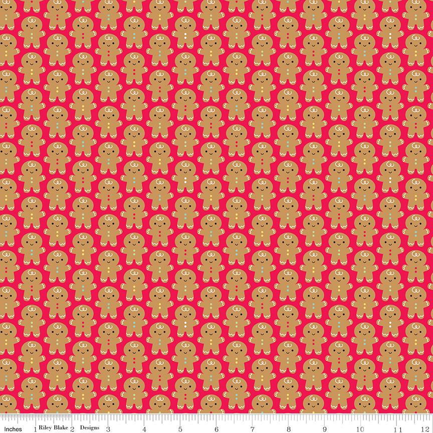 Gingerbread Kisses 5" Stacker, Riley Blake 5-16440-42, 5" Precut Christmas Xmas Charm Pack Fabric Squares, Doodlebug Design