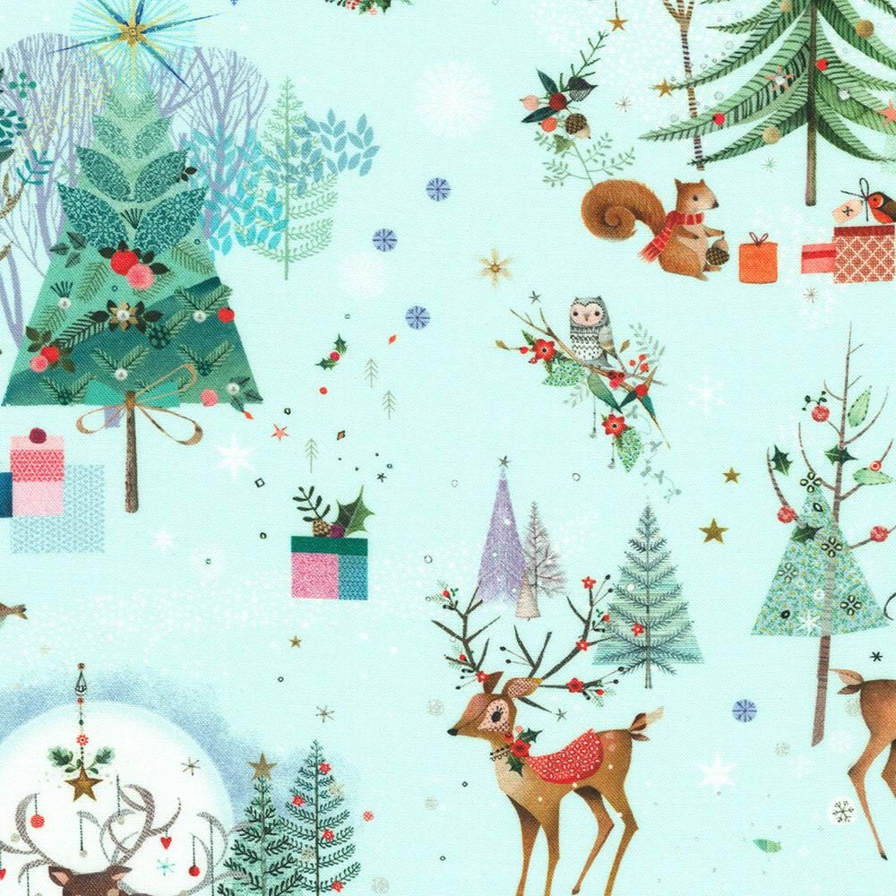 Festive Fauna 5" Charm Squares, Robert Kaufman CHS-1299-42, 5" Precut Christmas Animals Floral Fabric Squares